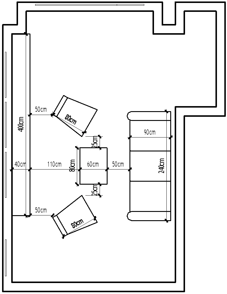 Hand-drawn floor plan sketch with AI-extracted dimensions