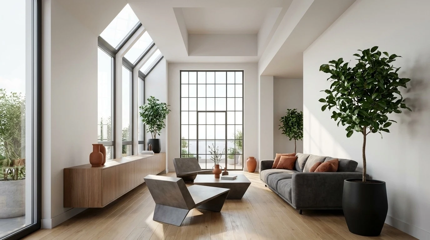 Photorealistic room render from sketch